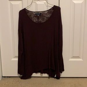Maroon long sleeve with lace detailing on the back